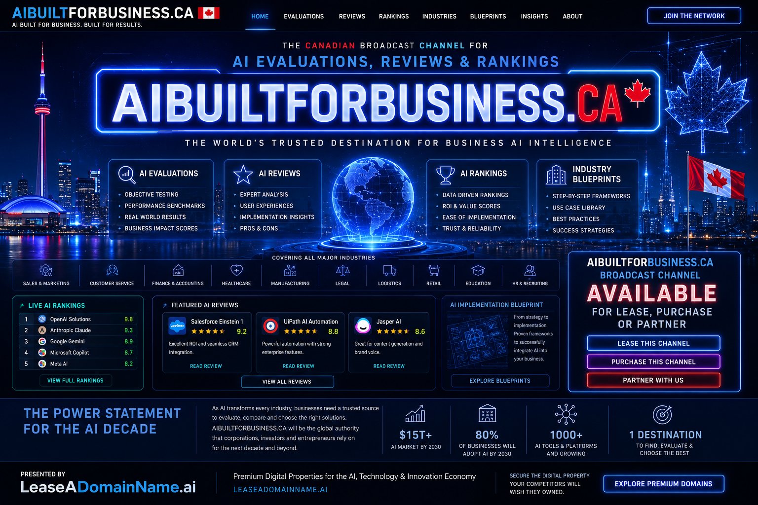 AIBuiltForBusiness.ca – The Canadian Broadcast Channel for AI Evaluations, Reviews & Rankings.